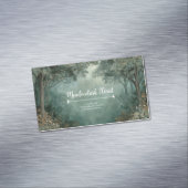 Enchanted Forest Misty Teal Green Painterly Magnetisch Visitekaartje (Voorbeeld)