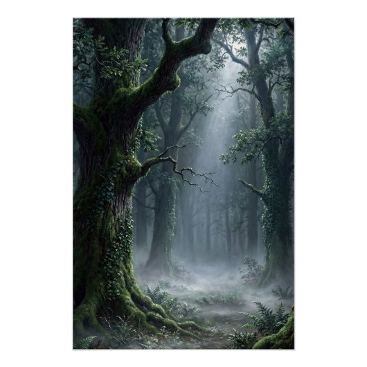 Enchanted Forest | Misty Woodland Fantasy Poster (Voorkant)