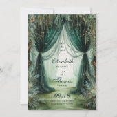 Enchanted Forest Moody Kalligrafie Fotobruiloft Save The Date (Voorkant)