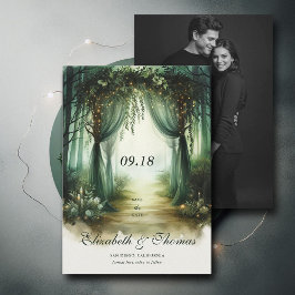 Enchanted Forest Moody Woodland Fotobruiloft Save The Date