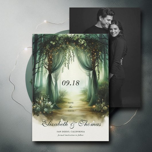 Enchanted Forest Moody Woodland Fotobruiloft Save The Date