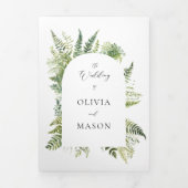 Enchanted Forest Mountain Ferns Boho Boog Huwelijk Drieluik Uitnodiging (Cover)