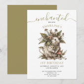 Enchanted Forest Mouse 1e verjaardag Kaart (Voorkant / Achterkant)