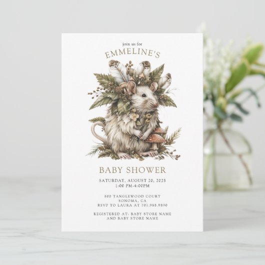 Enchanted Forest Mouse Baby shower Uitnodiging (Staand voorkant)