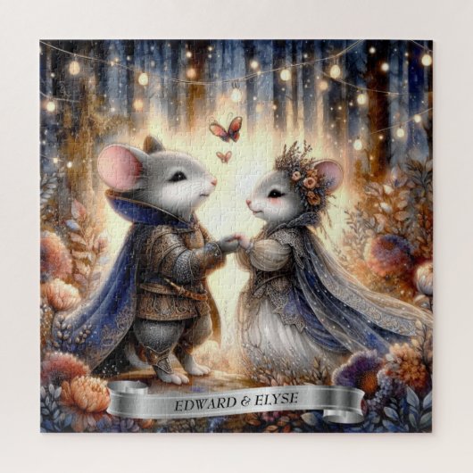 Enchanted Forest Mouse Bruiloft Schattige geperson Legpuzzel (Verticaal)