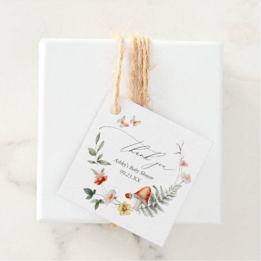 Enchanted Forest Mushroom Baby shower Bedankjes Labels (In situ)