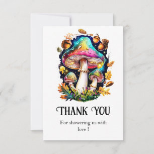 Enchanted Forest Mushroom Baby shower Bedankkaart