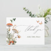 Enchanted Forest Mushroom Baby shower Bedankkaart (Staand voorkant)