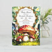 Enchanted Forest Mushroom Baby shower Kaart (Staand voorkant)