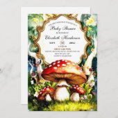 Enchanted Forest Mushroom Baby shower Kaart (Voorkant / Achterkant)