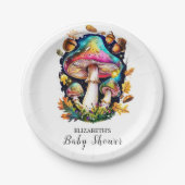 Enchanted Forest Mushroom Baby shower Papieren Bordje (Voorkant)