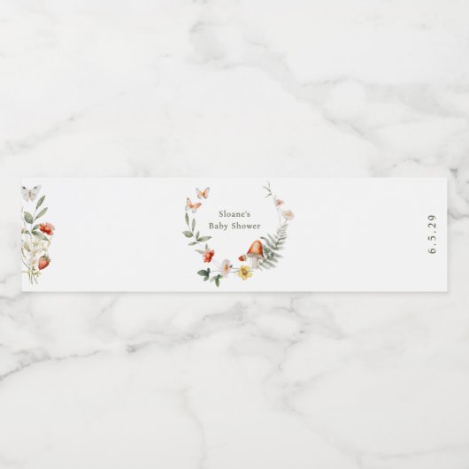 Enchanted Forest Mushroom Baby shower Waterfles Etiket (Enkel label)