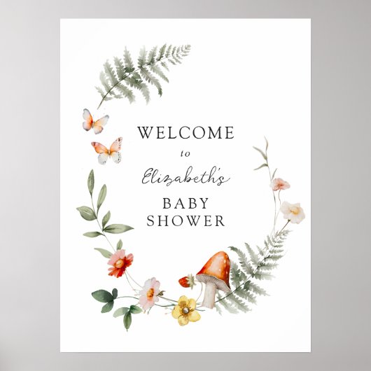 Enchanted Forest Mushroom Baby shower Welkom Poster (Voorkant)