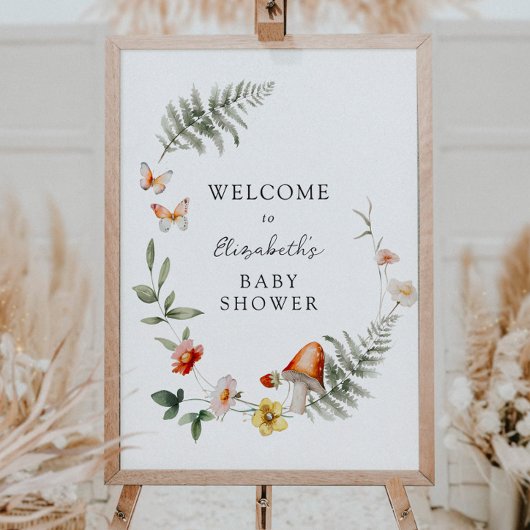 Enchanted Forest Mushroom Baby shower Welkom Poster