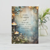 Enchanted Forest Mushroom Wildflower Blauwe bruilo Kaart (Staand voorkant)