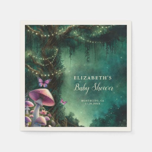 Enchanted Forest Mushrooms Baby shower Welkom Servet (Voorkant)