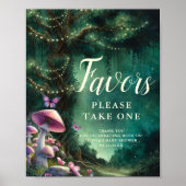 Enchanted Forest Mushrooms Favors Sign Baby Shower Poster (Voorkant)
