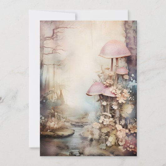 Enchanted Forest Mushrooms Wedding Kaart (Achterkant)