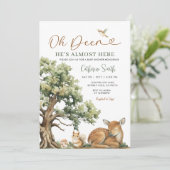 Enchanted Forest Oh Deer Baby Shower Gingham Kaart (Staand voorkant)