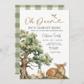 Enchanted Forest Oh Deer Baby Shower Gingham Kaart (Voorkant / Achterkant)