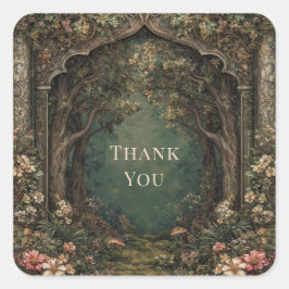 Enchanted Forest Ornate Arch Fairytale Woodland Vierkante Sticker