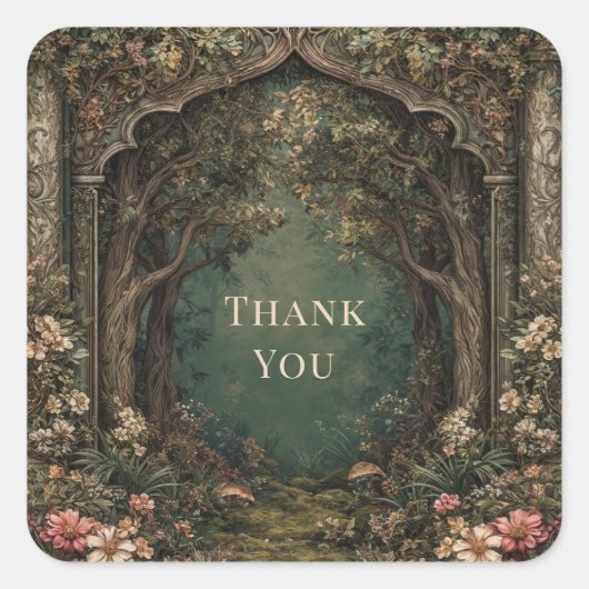 Enchanted Forest Ornate Arch Fairytale Woodland Vierkante Sticker (Voorkant)