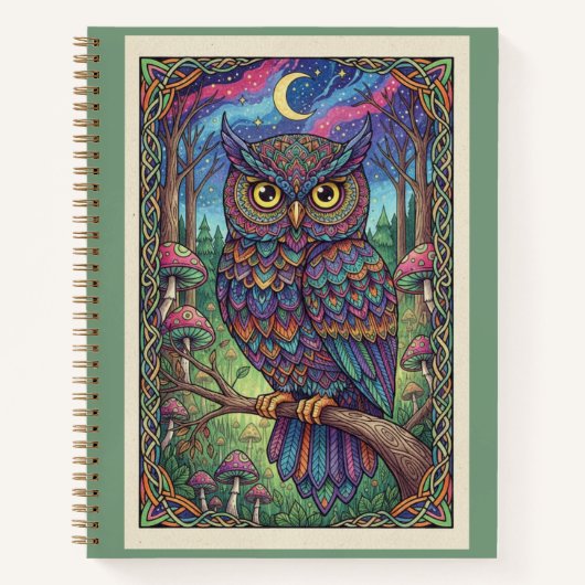 Enchanted Forest Owl Moon Zentangle Journal Notitieboek (Voorkant)