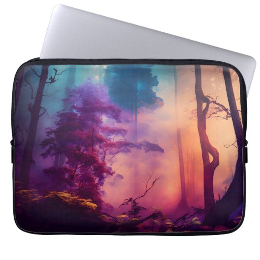 Enchanted Forest Paarse en Blue Laptop Hoesje Laptop Sleeve (Voorkant)