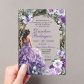 Enchanted Forest Paarse Quinceanera Uitnodiging (Insitu (Draagbaar))