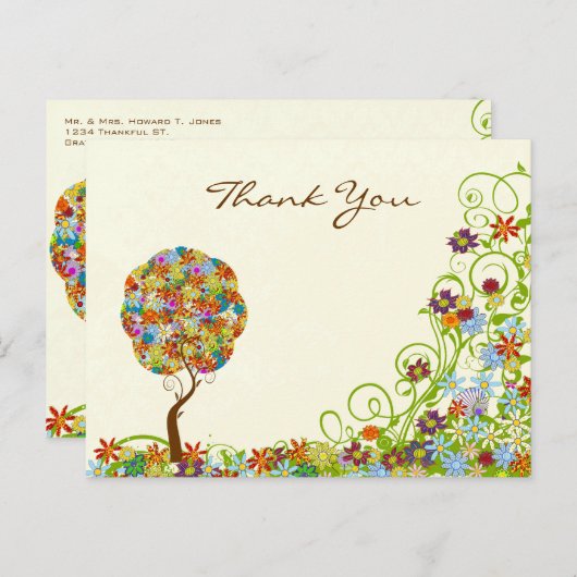 Enchanted Forest Patchwork Floral Hartelijk dank Briefkaart (Voorkant / Achterkant)