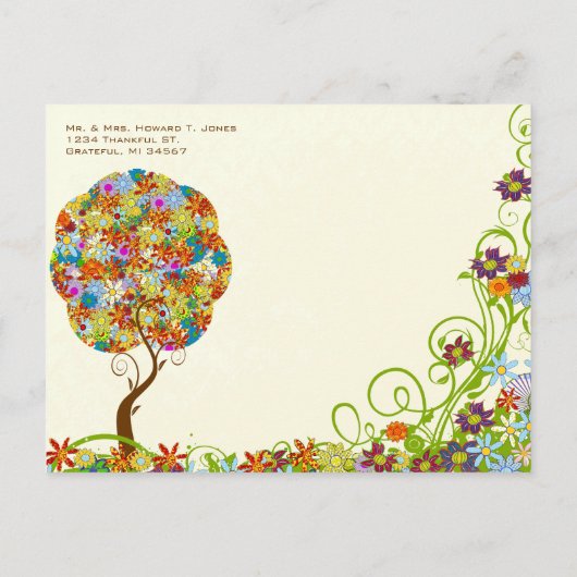 Enchanted Forest Patchwork Floral Hartelijk dank Briefkaart (Achterkant)