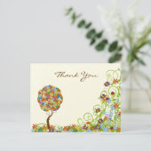 Enchanted Forest Patchwork Floral Hartelijk dank Briefkaart (Staand voorkant)