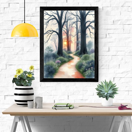 Enchanted Forest Path bij zonsondergang Poster