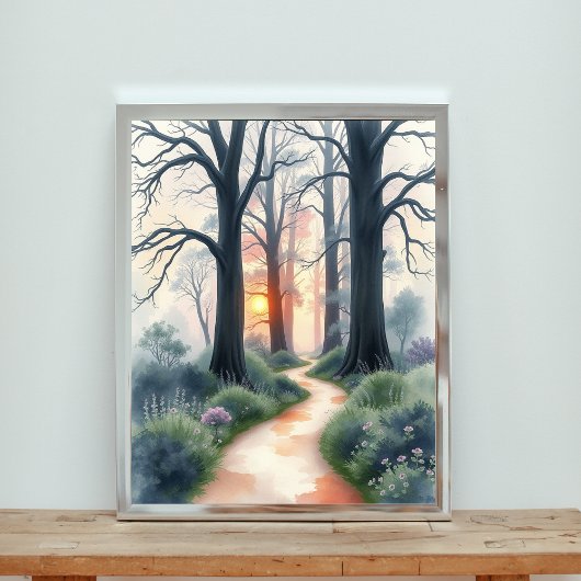 Enchanted Forest Path bij zonsondergang Poster