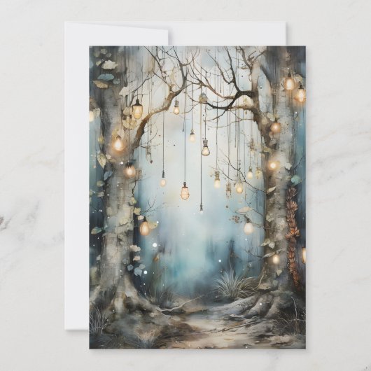 Enchanted Forest Path bruiloft gloeiende lichten Kaart (Achterkant)