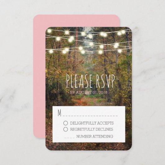 Enchanted Forest Path Bruiloft RSVP Reactie Kaart (Voorkant / Achterkant)