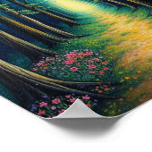 Enchanted Forest Path: een serene reis naar een Lu Poster (Hoek)