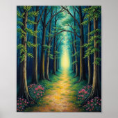 Enchanted Forest Path: een serene reis naar een Lu Poster (Voorkant)