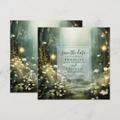 Enchanted Forest Path of Flowers slaat de datum op Save The Date (Voorkant / Achterkant)