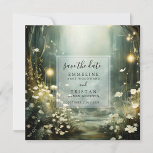 Enchanted Forest Path of Flowers slaat de datum op Save The Date