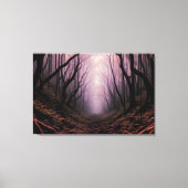 Enchanted Forest Path – Pink Dark Landscape Canvas Afdruk (Voorkant)