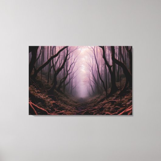 Enchanted Forest Path – Pink Dark Landscape Canvas Afdruk (Voorkant)