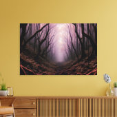 Enchanted Forest Path – Pink Dark Landscape Canvas Afdruk (Insitu (Woonkamer))