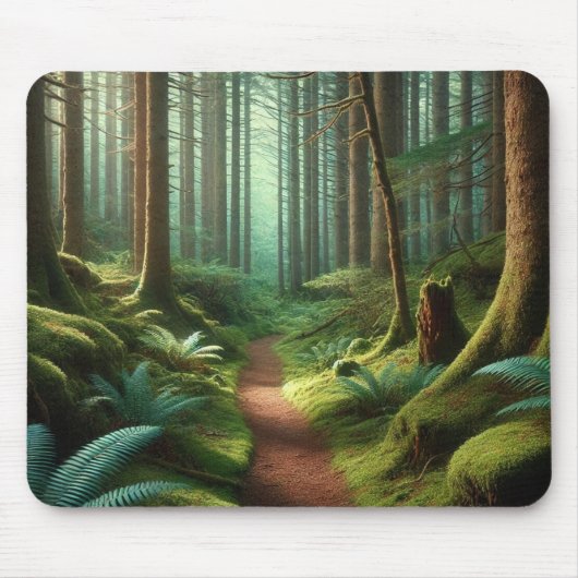 Enchanted Forest Path – Tranquil Green Escape Muismat (Voorkant)