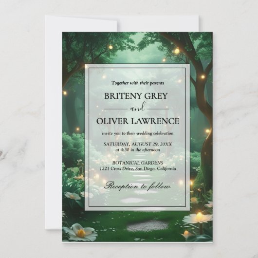 Enchanted Forest Path van magische bloemen bruilof Kaart (Voorkant)