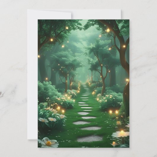 Enchanted Forest Path van magische bloemen bruilof Kaart (Achterkant)