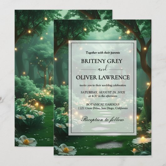 Enchanted Forest Path van magische bloemen bruilof Kaart (Voorkant / Achterkant)