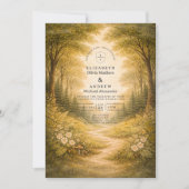 Enchanted Forest Path Wedding Kaart (Voorkant)