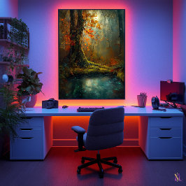 Enchanted Forest Pond - Mystieke Woodland Art Poster