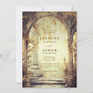Enchanted Forest Portal Gold Wedding Kaart